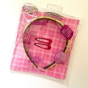 💜 CLUELESS Revolution Beauty, Kids Cher Hair Set, Plaid Headband & Clips NWT
